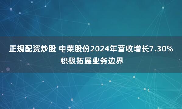 正规配资炒股 中荣股份2024年营收增长7.30% 积极拓展业务边界